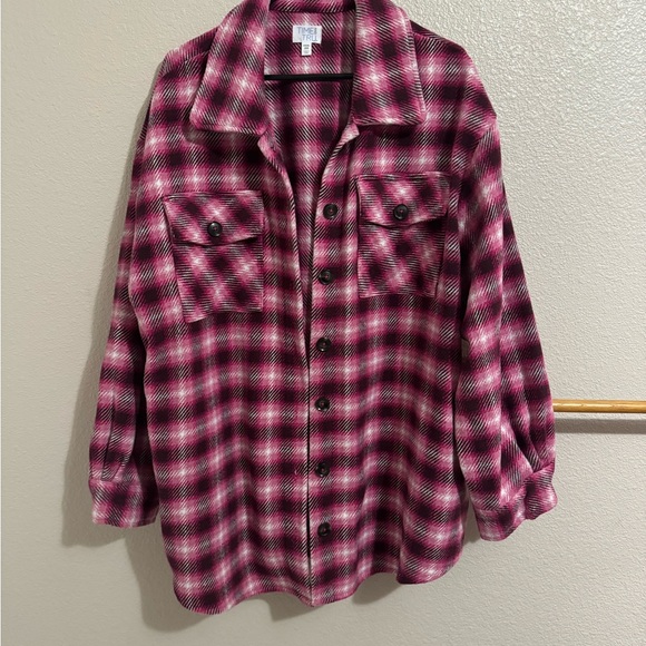 Pink Plaid Button-Up Shirt - Picture 1 of 4
